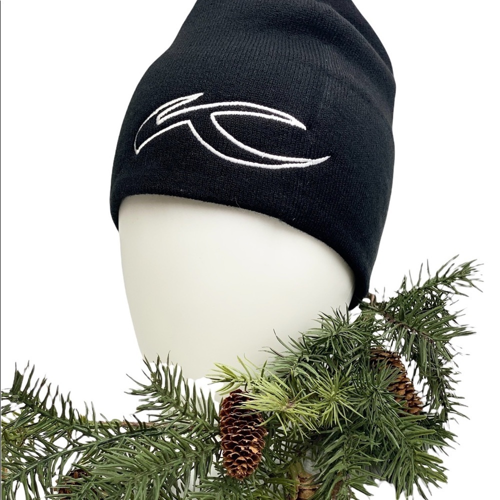 KJUS Embroidered Logo Ribbed Knit Black Beanie